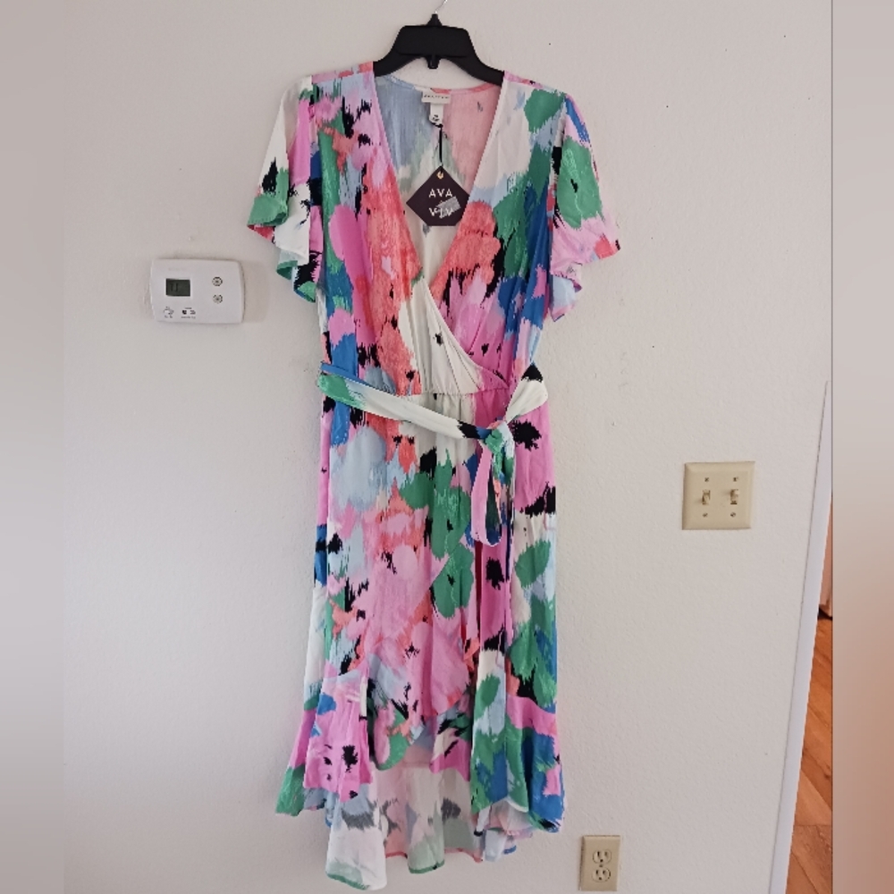 Ava & Viv Short Sleeve Abstract Summer Dress